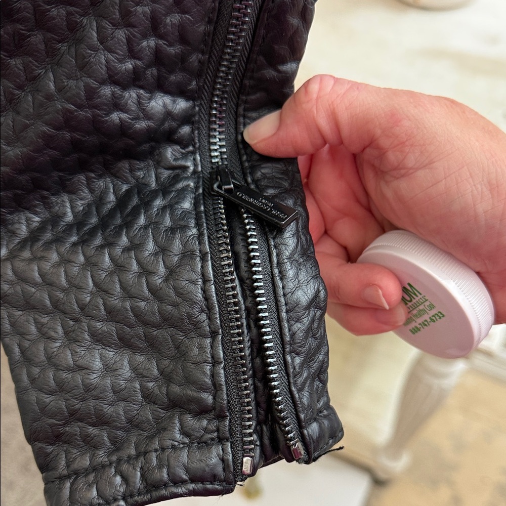 Karl Lagerfeld Textured Black faux Leather Jacket - Picture 3 of 15